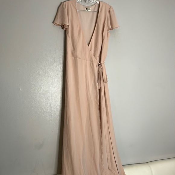 Show Me Your Mumu Noelle Wrap Dress Dusty Blush pink large maxi gown - Picture 3 of 15